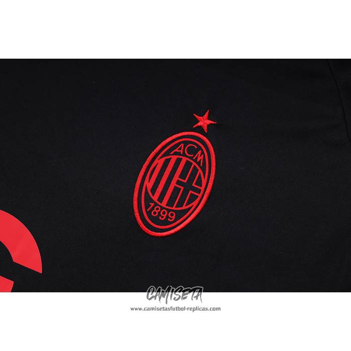 Chandal del AC Milan 2022-2023 Manga Corta Negro - Pantalon Corto